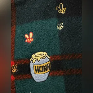 Disney Vest Womens L Winnie The Pooh Tartan Plaid Fleece Embroidered Vintage. thumbnail 7