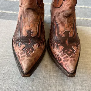 Old Gringo Eagle Distressed Pink Leather Western Boots Leopardito Cowgirl 6.5 thumbnail 6