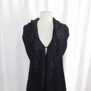 ALICE + OLIVIA Black Cascading Ruffled Knit Floral Lace Sweater Vest Cashmere XS thumbnail 3