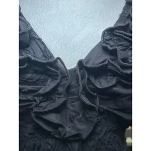 Tiana B. Black Applique Cocktail Dress Size 10 Ruched‎ V-Neck Sleeveless thumbnail 4