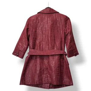 Vertigo Paris Women Red Textured Belt‎ Coat Jacket S Lurex Cotton Blend Glam Mod thumbnail 3