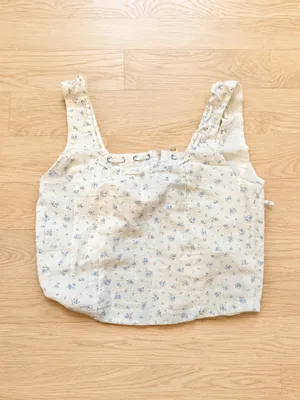 Hyfve Women's Floral Tie Front Corset Crop Top Sleeveless Blue Small thumbnail 2