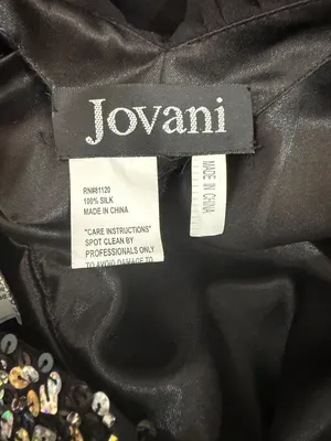 JOVANI Vintage 100% Silk Sequin One Shoulder Cocktail Mini Dress Sz 2/4 thumbnail 2