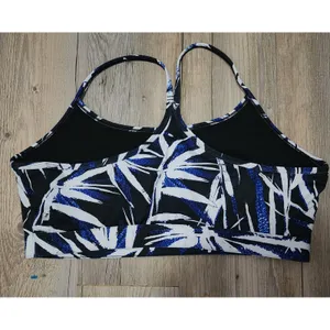 Fabletics Sports Bra Medium Impact Racerback Blue White Print‎ Size Large/XLarge thumbnail 2