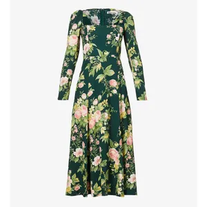 NEW Reformation Sigmund Long Sleeve Crepe Midi Dress Belvedere Floral thumbnail 4