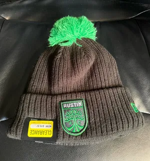 Austin FC Hat Beanie Knit Pom Unisex Black Green MLS Soccer Winter Cuffed NWT thumbnail 1