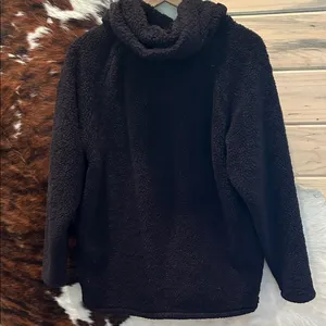 PINK Victoria's Secret Black Hooded Sherpa 1/4 Zip Jacket thumbnail 6