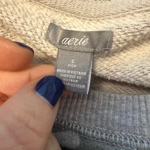 Aerie Woman's Green Grey Camo Oversized Crewneck Sweatshirt Small thumbnail 6