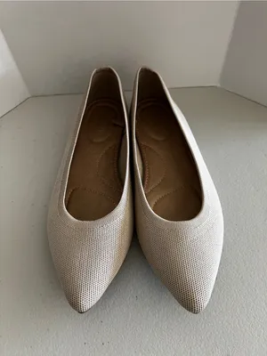 Old Navy Soft-Knit Pointed-Toe Ballet Flats Size 8 cream Beige Comfy Stretch thumbnail 8