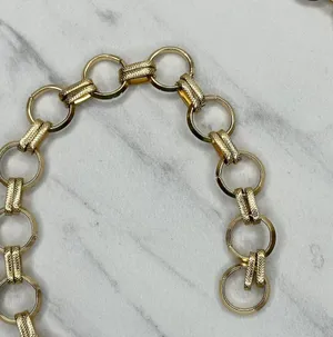 Gold Tone Open Hoop Metal Chain Link Belt Decorative O Ring One Size ✨ thumbnail 13
