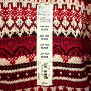 Croft & Barrow Fair Isle Crew‎ Neck Sweater Women's Medium Red Preppy Fisherman thumbnail 3