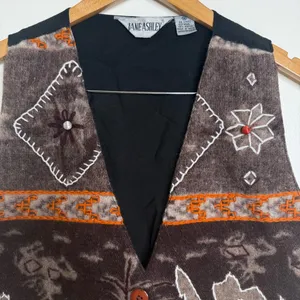 Vintage Jane Ashley Wool Blend Vest Southwestern Women’s Size Medium Embroidered thumbnail 3
