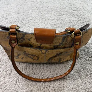 Patricia Nash Vintage Map Print Leather Satchel Handbag Brown Travel Tote thumbnail 5