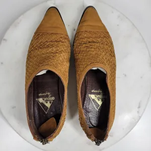 Amoura Papa Jimenez Mule Bootie Shoes Women 7.5 Brown Woven Slip On Pointed Toe thumbnail 3