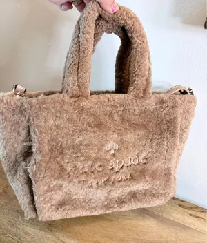 Kate Spade Ellie Faux Fur Small Tote Tan Teddy Crossbody Bag *AS IS* thumbnail 1