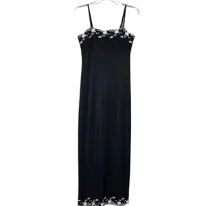 Y2K Vintage City Triangles Black Maxi Dress silver Accents medium Babydoll party thumbnail 5