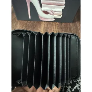 Black Pebbled Zip-Around Card Wallet with Logo Medallion thumbnail 3