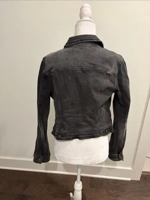 Anthropologie Pilcro Dark Gray Denim Jacket Sz M thumbnail 8