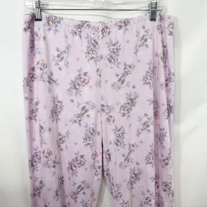 Laura Ashley Large Pajama Set Pink Floral Lettuce Hem Soft Girl Cottagecore 559 thumbnail 14