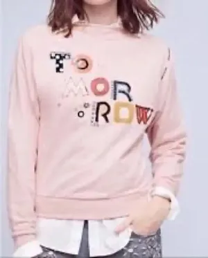 Anthropologie Postmark Pink Tomorrow Mixed Media Sweatshirt thumbnail 1