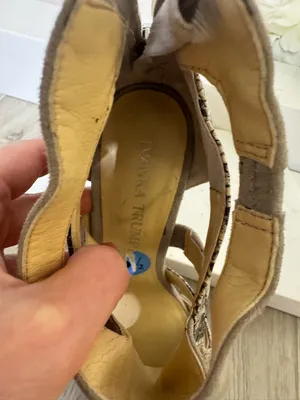 Ivanka Trump Taupe Suede Cutout Stiletto Heels with Snake-Print Trim thumbnail 4