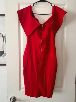 Windsor Off Shoulder Red Sheath Dress thumbnail 2