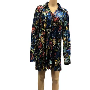 Velvet Serengeti Multicolored Floral Print Button Up Long Sleeve Dress Womens XL thumbnail 7