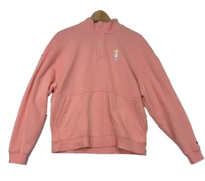 Champion Quarter Zip Sweatshirt Peach Logo Pullover Athleisure Loungewear Size S thumbnail 1