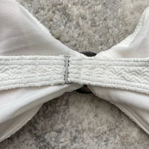 Abercrombie White Texture Cinched O Ring Swim Bandeau Bikini Top NEW thumbnail 7