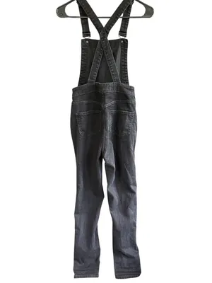 EUC Madewell Denim Cross Back Overalls Black Size XS Retail $148.00 thumbnail 8