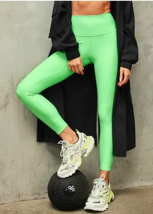 Alo 7/8 High-Waist Airlift Leggings Ultramint Neon Bright Hi-Rise Tights Pants L thumbnail 1