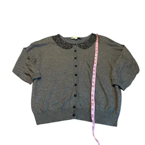 LOFT beaded cardigan with 3/4 sleeves thumbnail 2