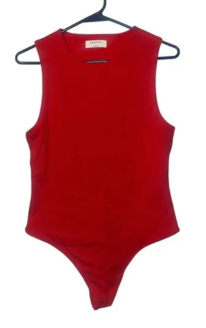 Aritzia Babaton Red Countour Ribbed Muscle Bodysuit, Large‎ thumbnail 1