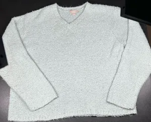 J. Crew Size XL 100% Acrylic Blue V-Neck Sweater thumbnail 1