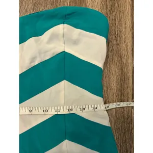 YA Los Angeles‎ Chevron Mini Dress Green White Medium Striped Summer Party thumbnail 6