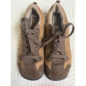 Skechers Signalize Womens 7 Brown‎ Tan Leather And Suede Sneakers Shoes Retro thumbnail 5