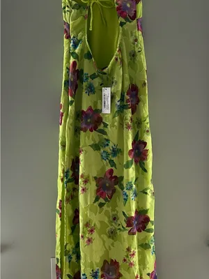 Nasty Gal Lime Floral Slip Maxi Dress thumbnail 3