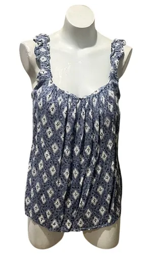 Maurices Women's Standard XL Blue Floral Ruffle Strap Swing Tank Top thumbnail 1