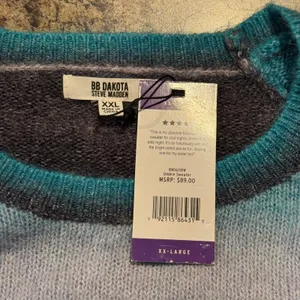 NWT BB Dakota Sweater Wool Boho Cozy Casual Fuzzy Casual Ombre‎ Stripe Blue XXL thumbnail 5