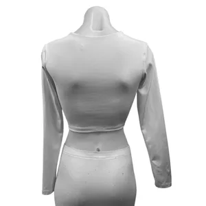 Susana Monaco Women's White High Neck Long Sleeve Crop Tee T-Shirt Top Size S thumbnail 2