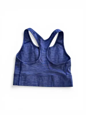 Nike Women's Dri-Fit Swoosh Racerback Longline Sports Bra M Heathered Blue thumbnail 2