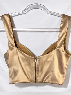 Gold Satin Bustier Corset Crop Top Y2K thumbnail 4
