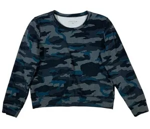 Theory Plus Camo Print Sweatshirt Blue Gray‎ Long Sleeve Crew Neck Cotton Small thumbnail 1
