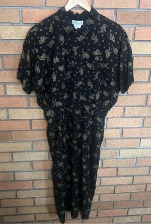 Vintage Blonde & Me Black and Gold Paisley Printed Dress READ** thumbnail 1