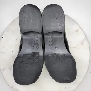 Franco Sarto Bocca Leather Block Heel Loafers 8.5 Black Square Toe Y2K Office thumbnail 14