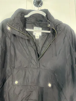 Old Navy Black 1/4 Zip Pullover Rain Jacket Size Medium EUC thumbnail 4