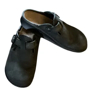 Birkenstock Kay PRO Black Leather Professional Non-Slip Work Clogs Sliders Unisex Size EU 38 US Women's 7 Men's 5 thumbnail 1
