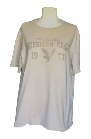 American Eagle Super Soft Graphic T-Shirt Heather Gray Relaxed Tee Medium thumbnail 1