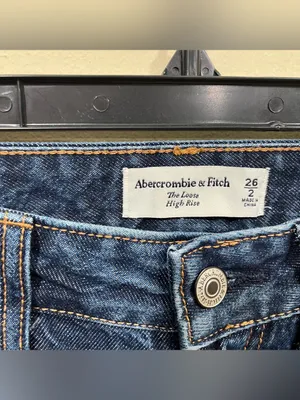 Abercrombie & Fitch The Loose High Rise size 2 dark denim jeans straight EUC thumbnail 5