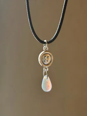 Handmade button & teardrop fairy whimsy style necklace🌀 thumbnail 5